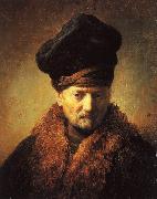 REMBRANDT Harmenszoon van Rijn, Bust of an Old Man in a Fur Cap fj